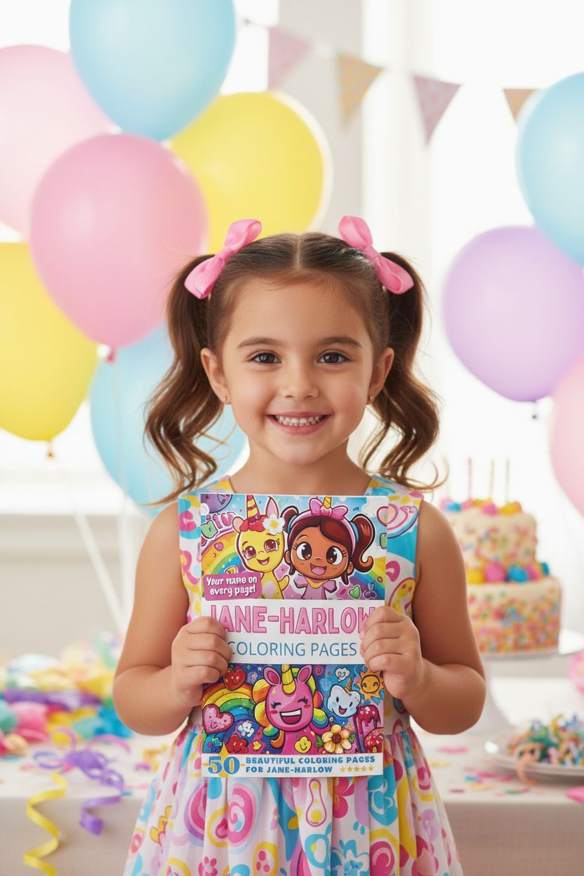 Jane-Harlow coloring book in use