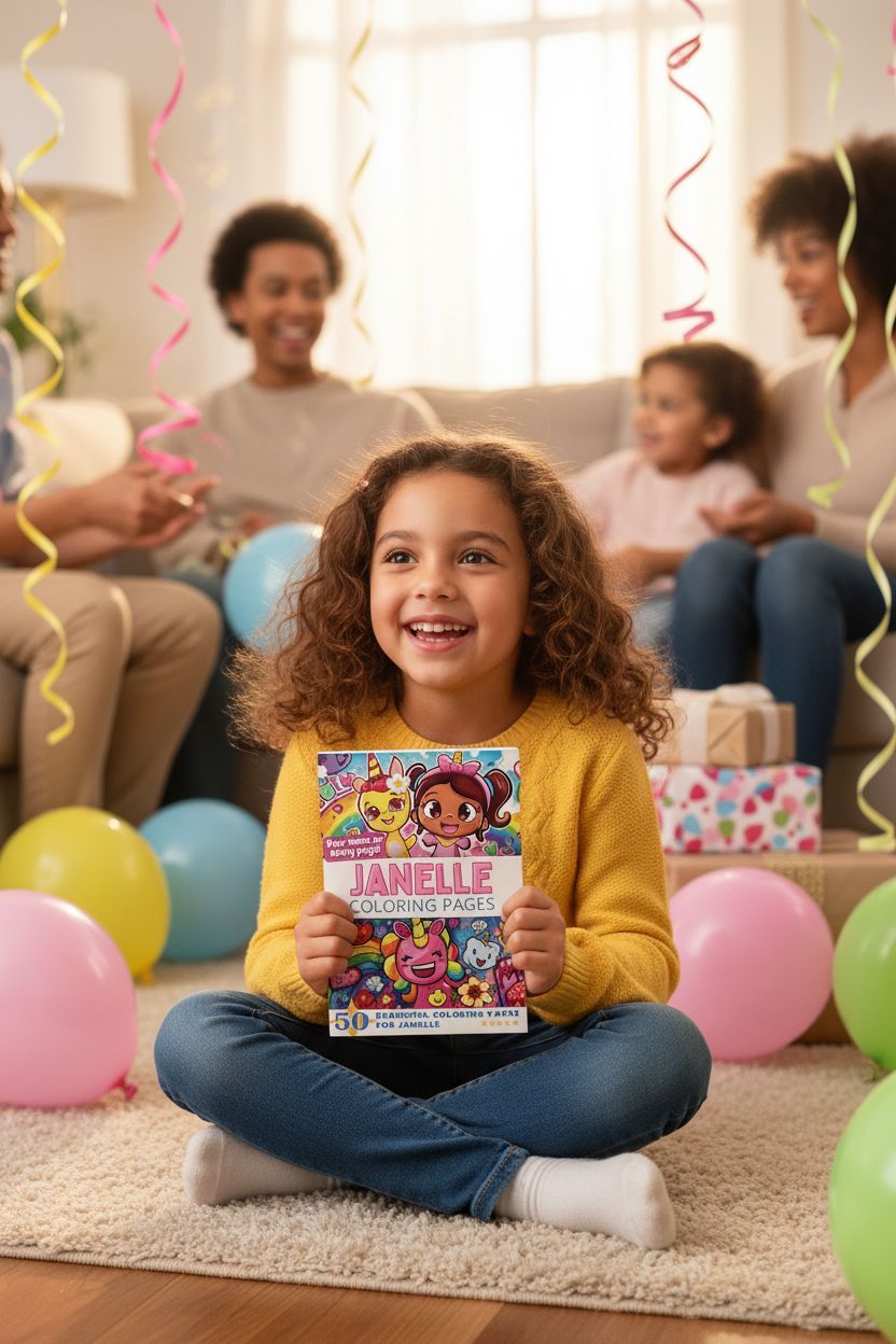 Janelle coloring book in use