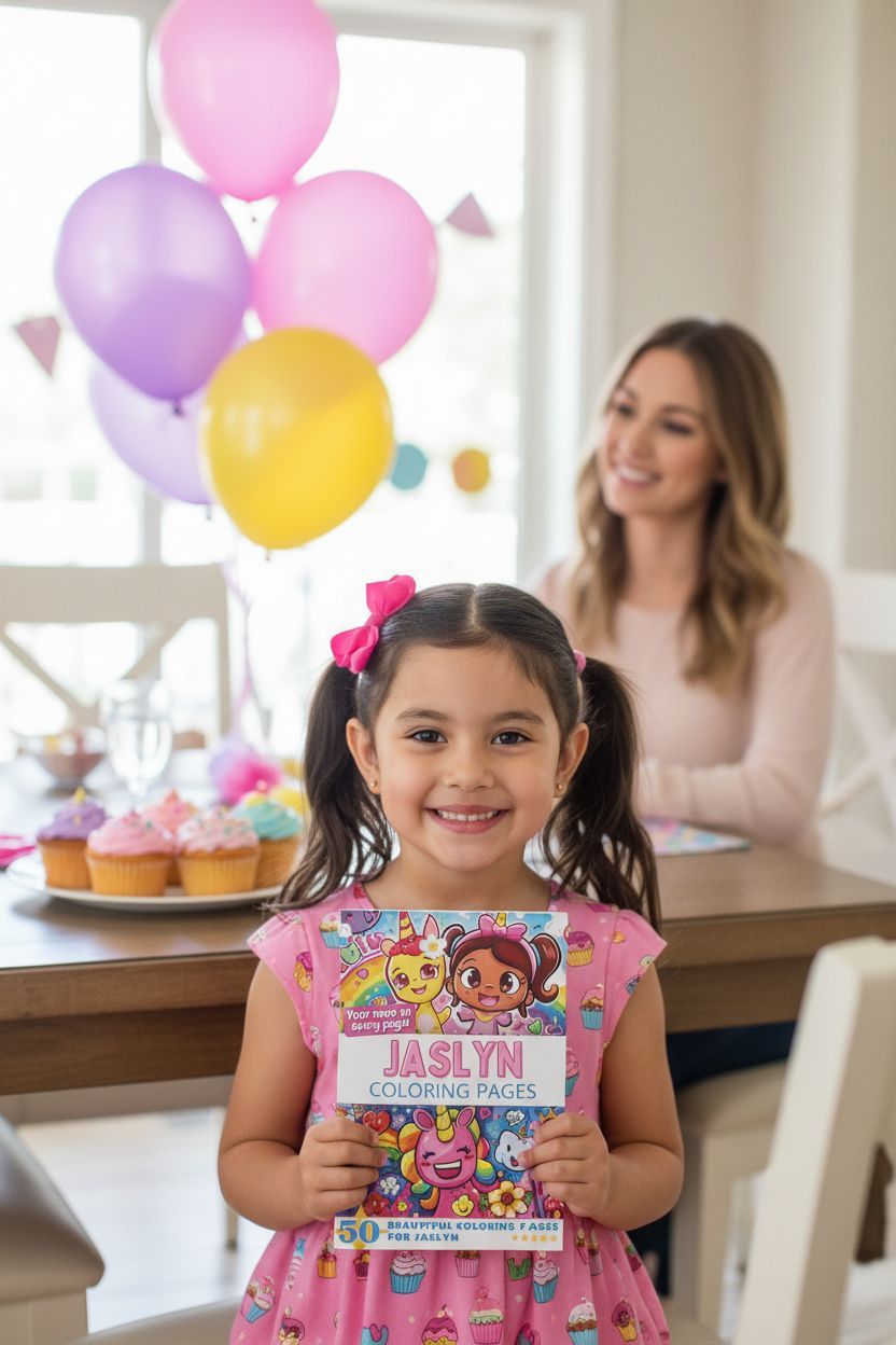 Jaslyn coloring book in use