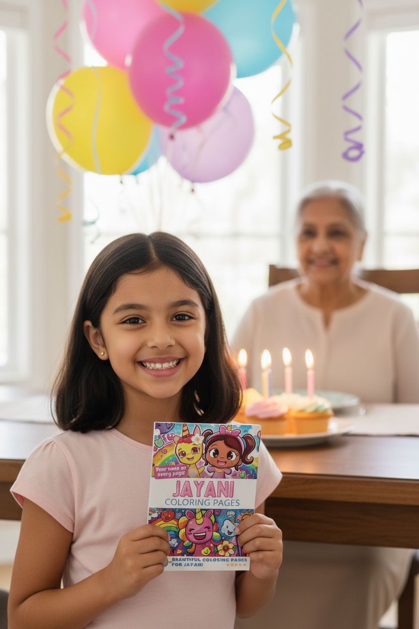 Jayani coloring book in use