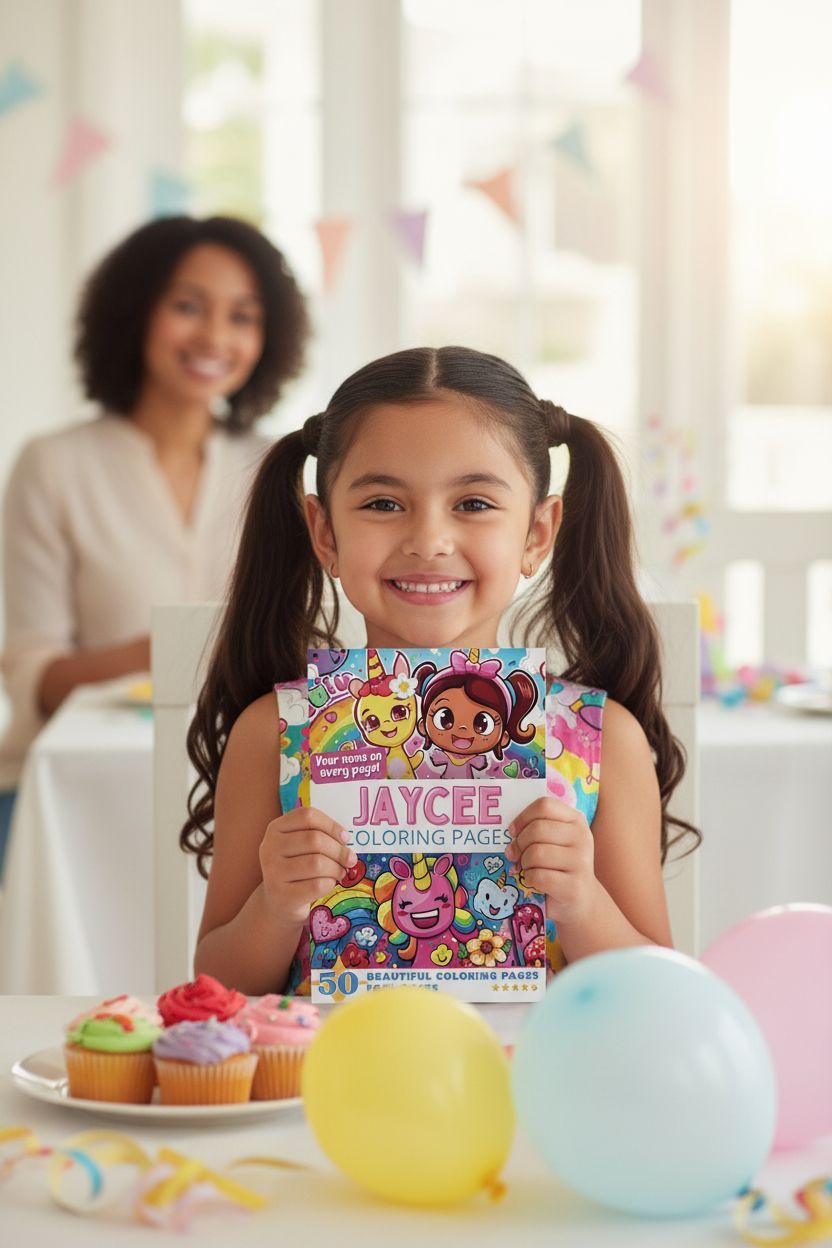 Jaycee coloring book in use