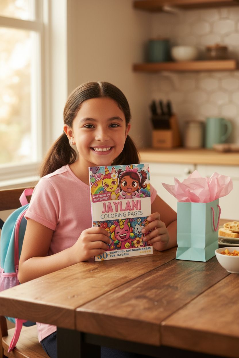 Jaylani coloring book in use