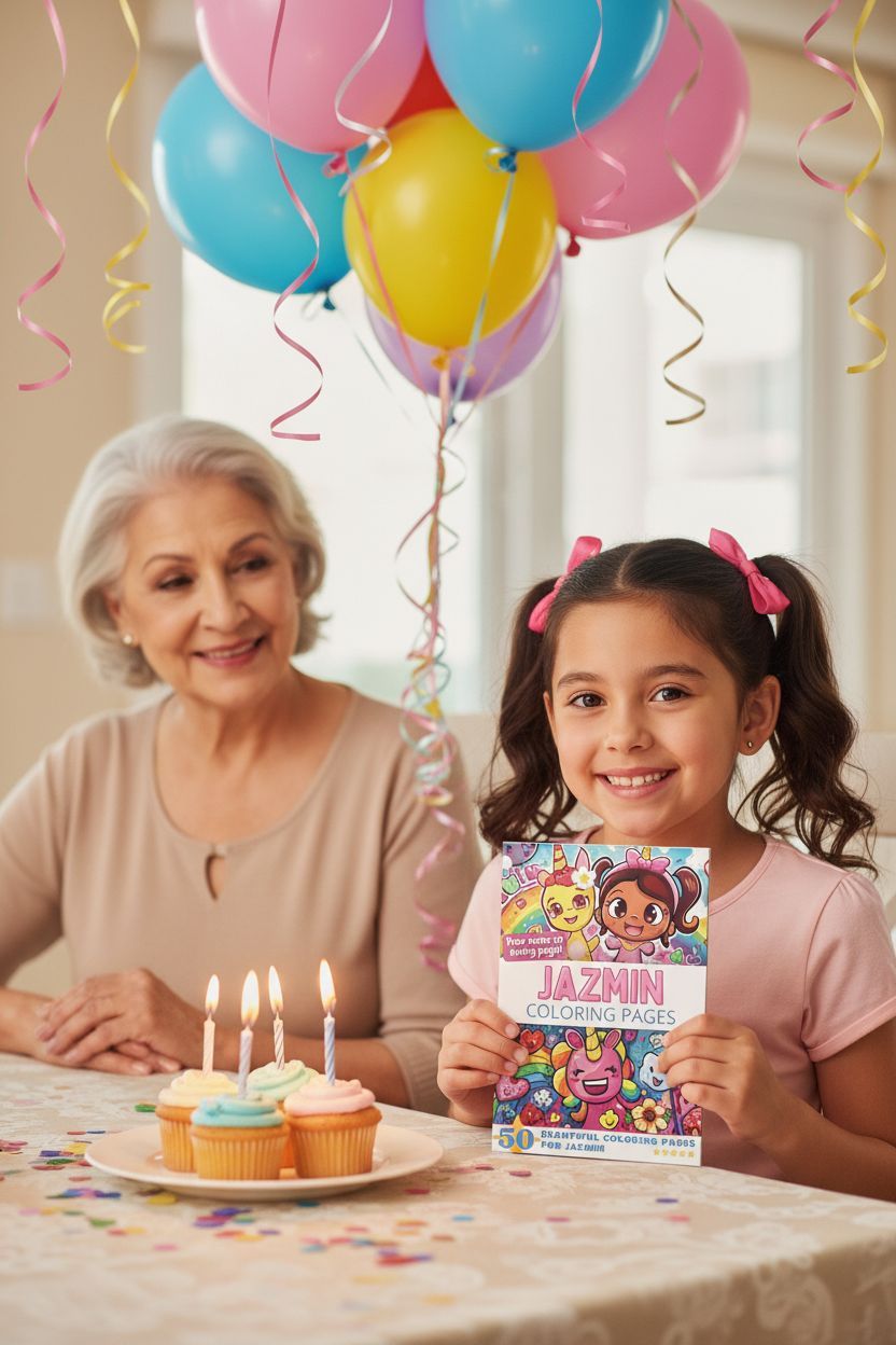 Jazmin coloring book in use