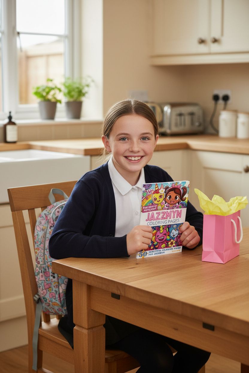 Jazzmyn coloring book in use