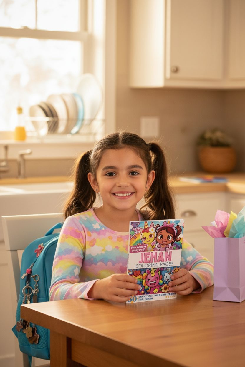 Jehan coloring book in use