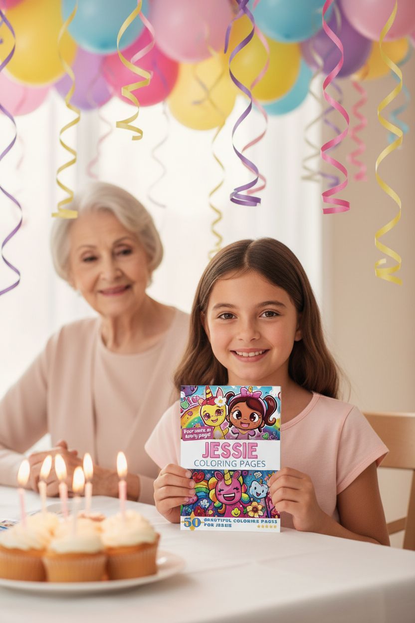 Jessie coloring book in use