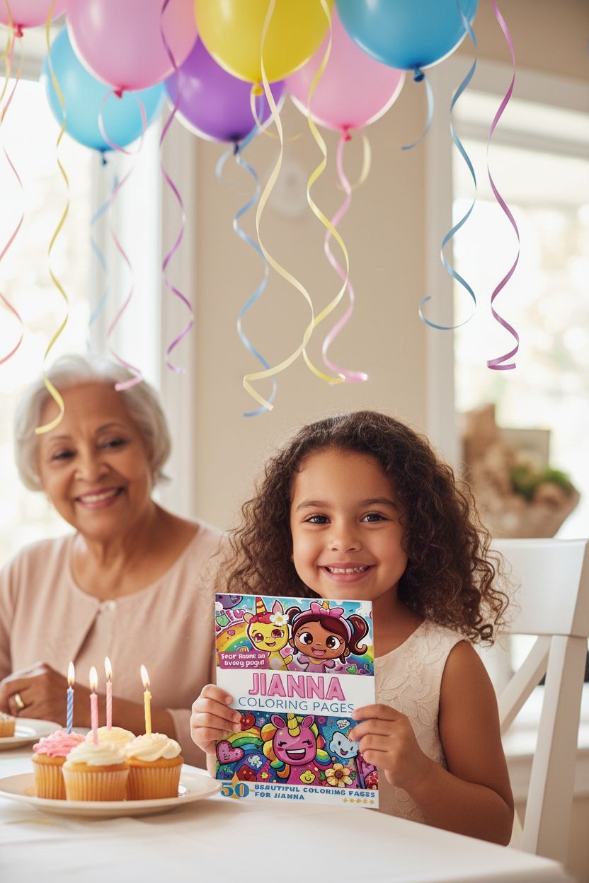 Jianna coloring book in use