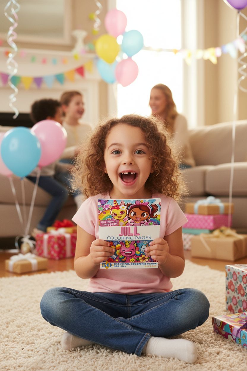 Jill coloring book in use