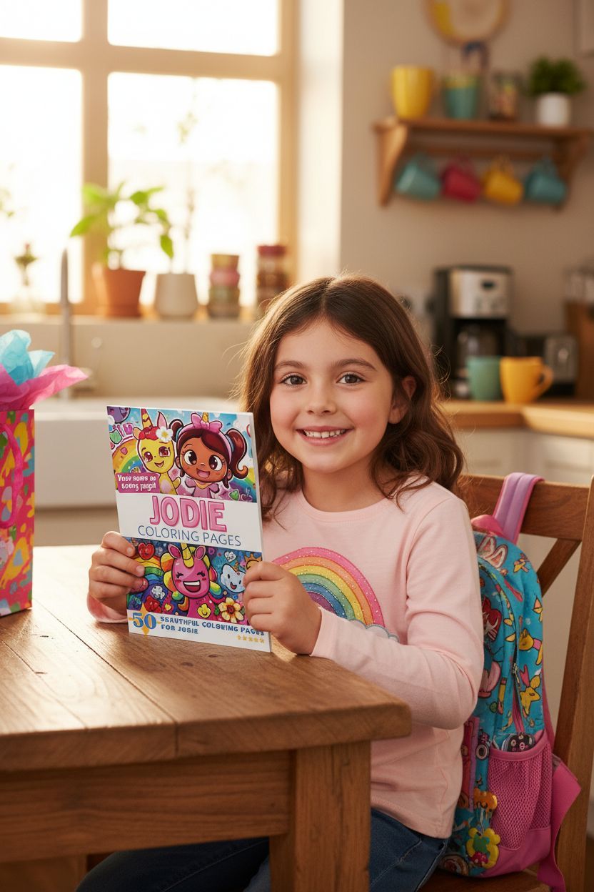 Jodie coloring book in use