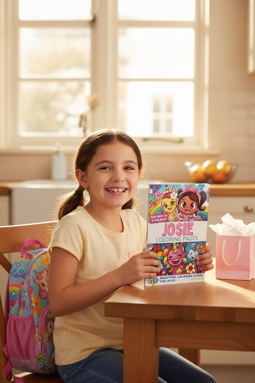 Josie coloring book in use