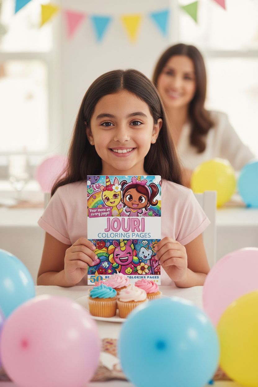 Jouri coloring book in use