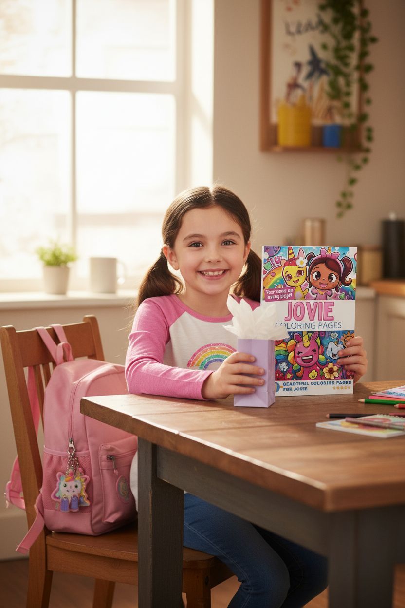Jovie coloring book in use
