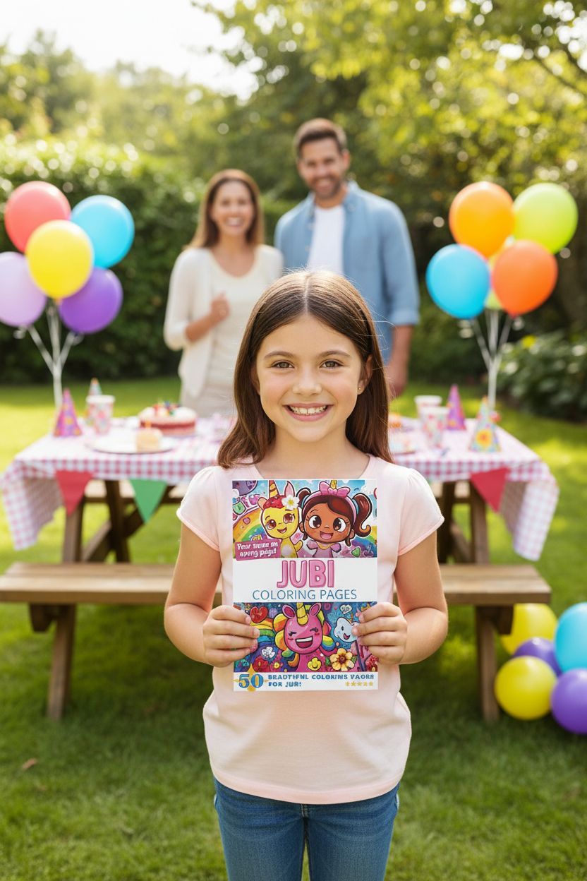 Jubi coloring book in use