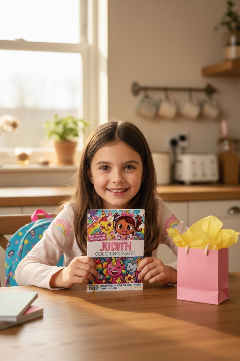 Judith coloring book in use