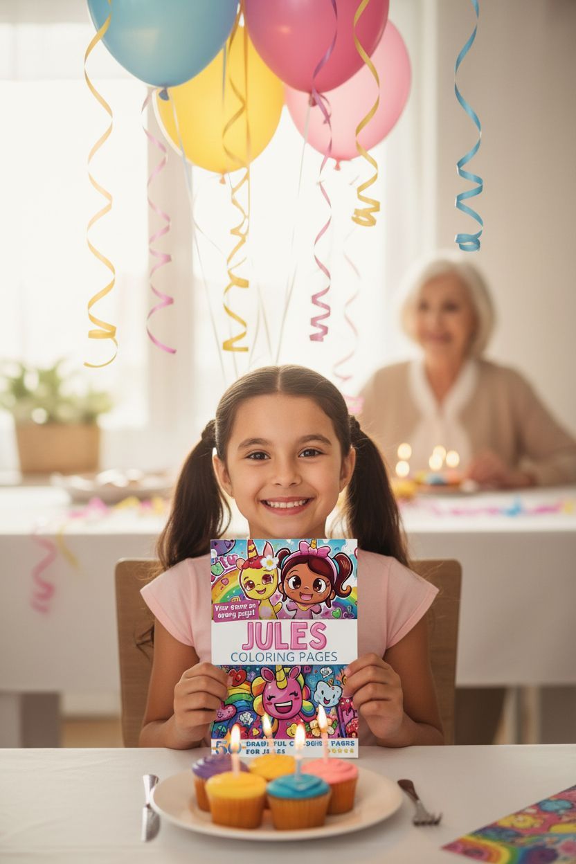 Jules coloring book in use