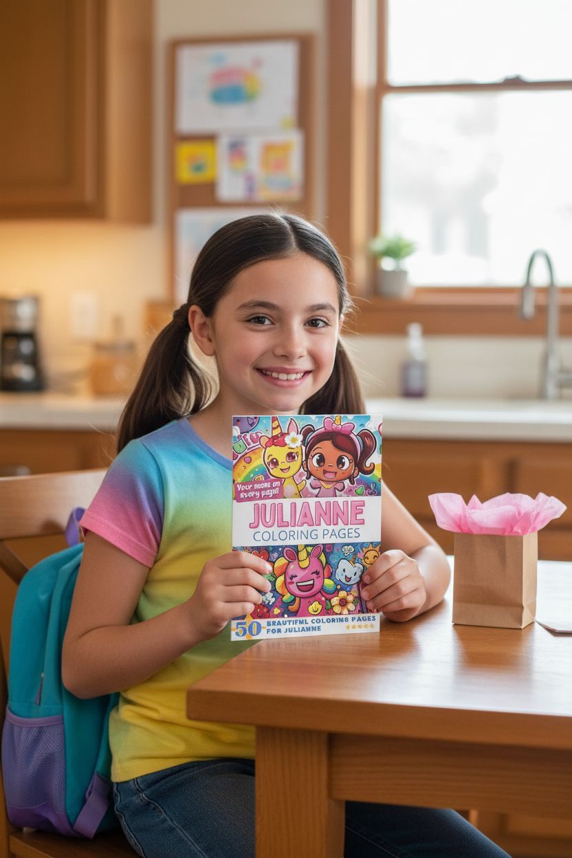 Julianne coloring book in use