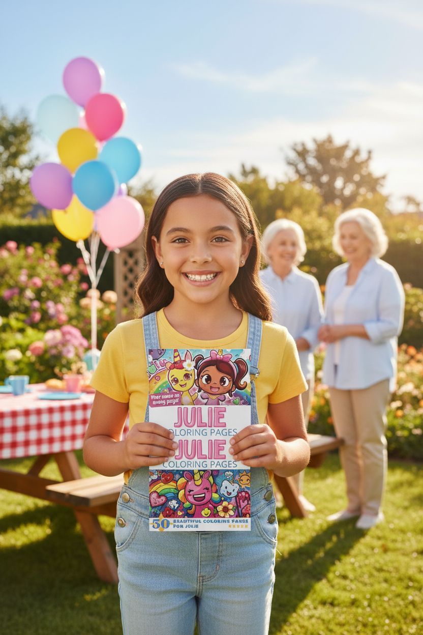 Julie coloring book in use