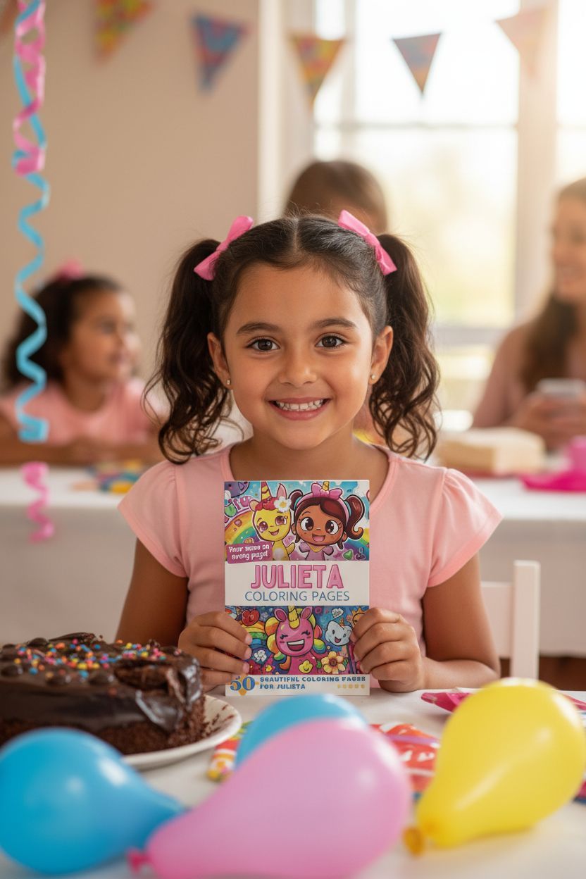 Julieta coloring book in use
