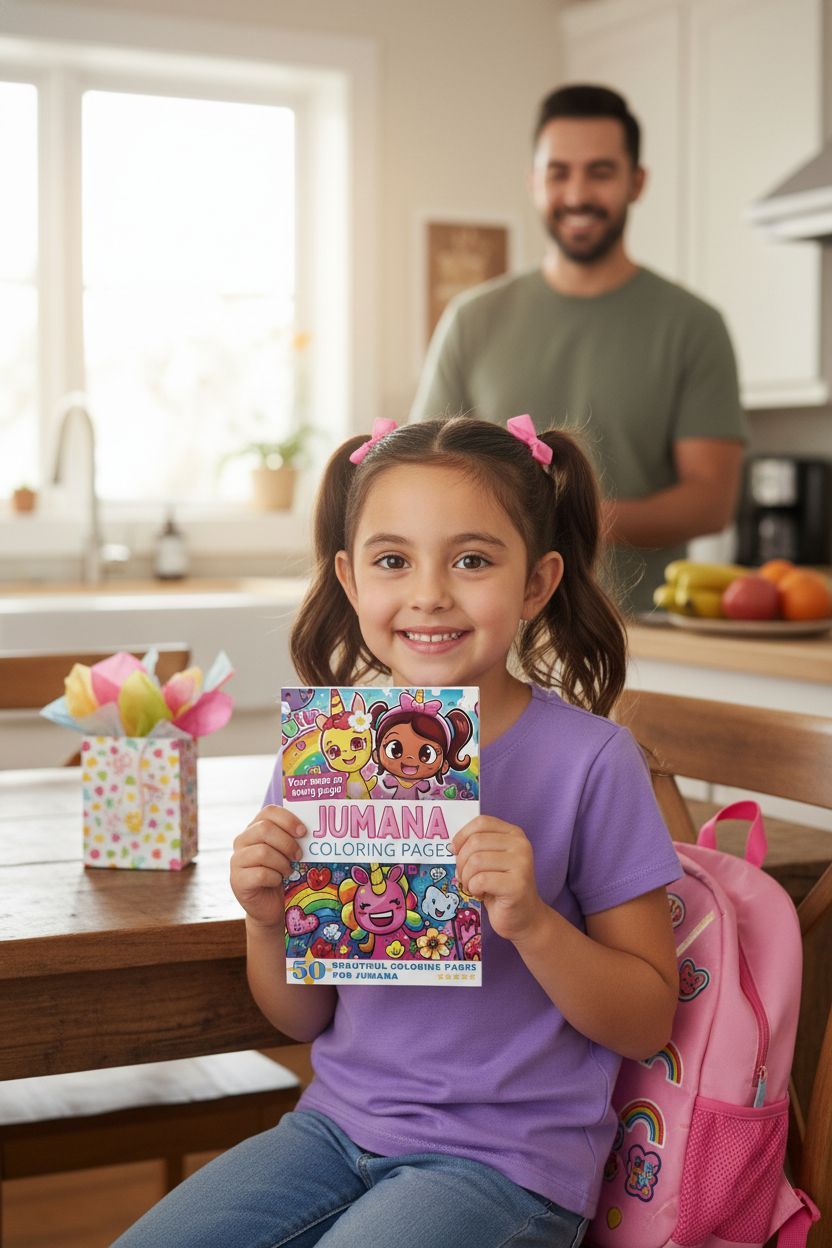 Jumana coloring book in use