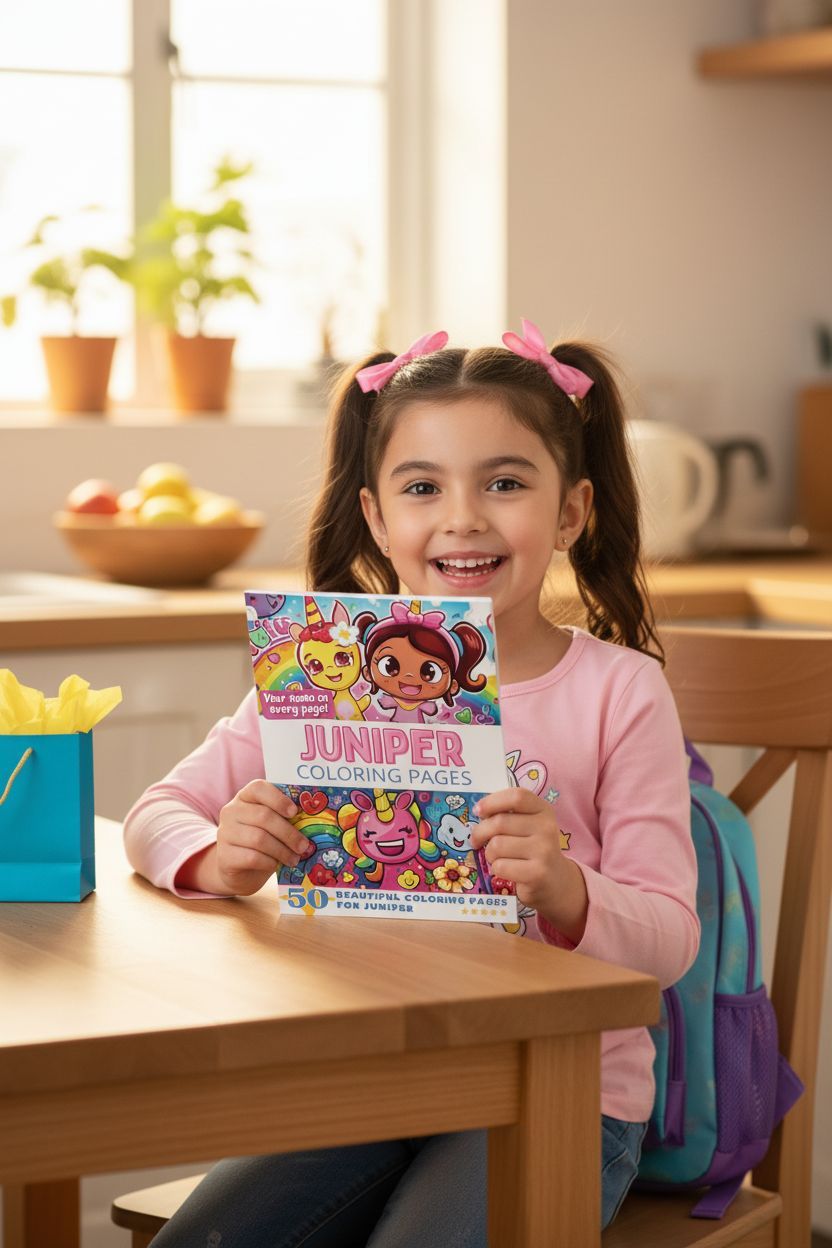 Juniper coloring book in use