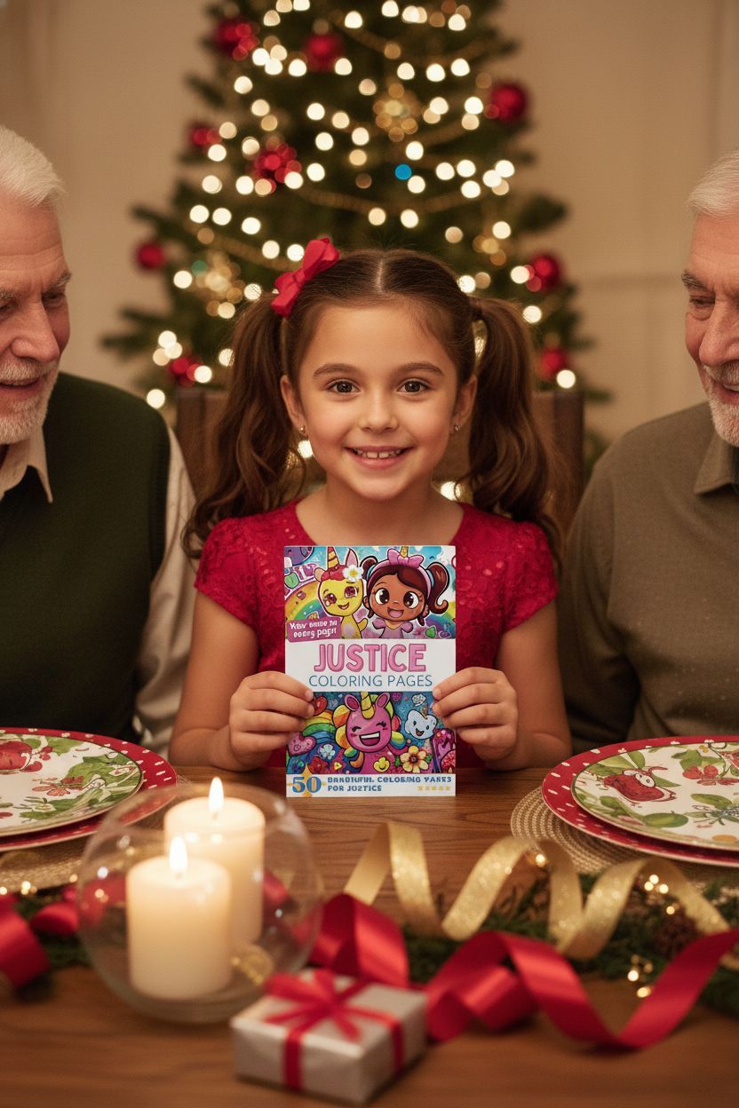 Justice Christmas coloring pages gift