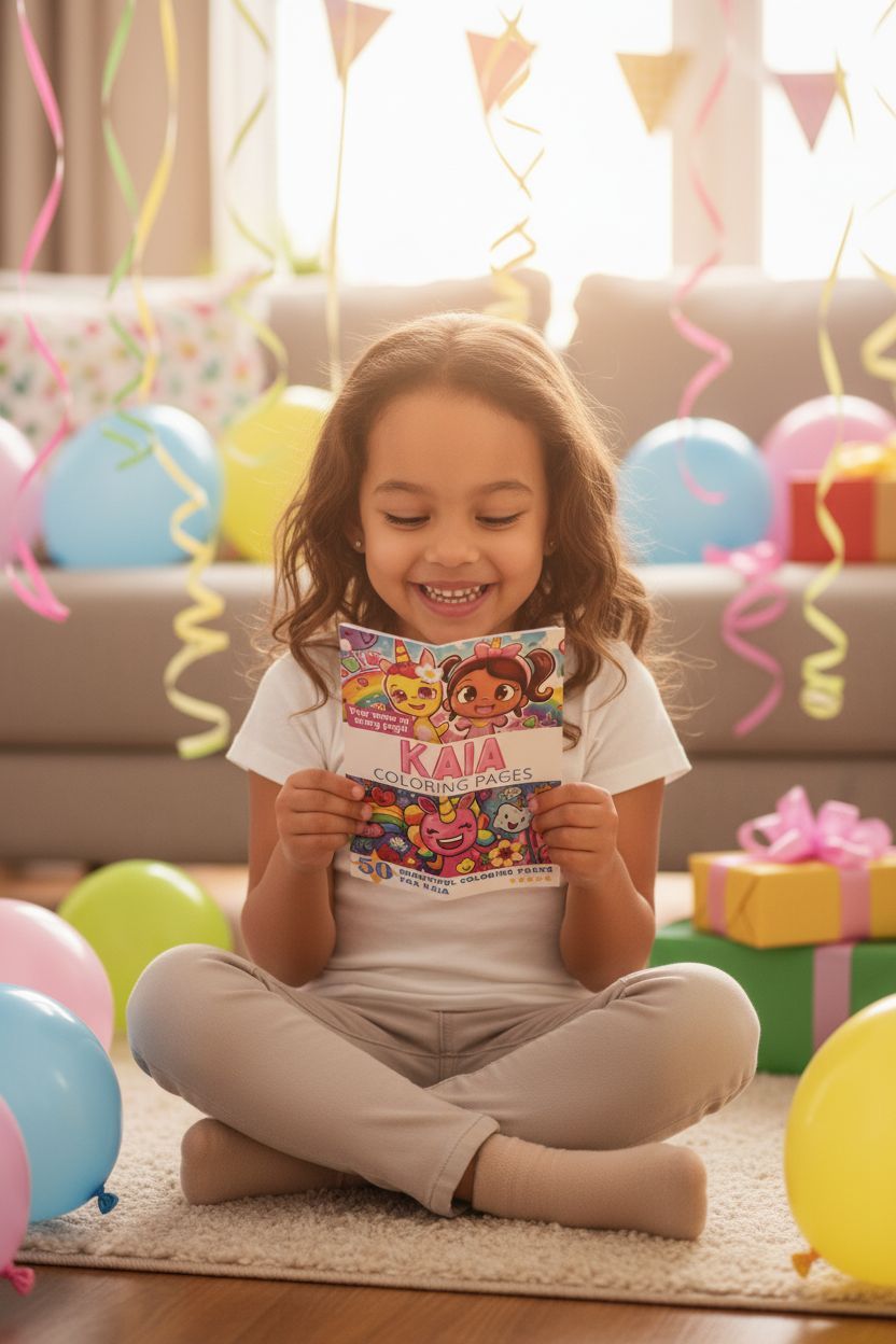 Kaia coloring book in use