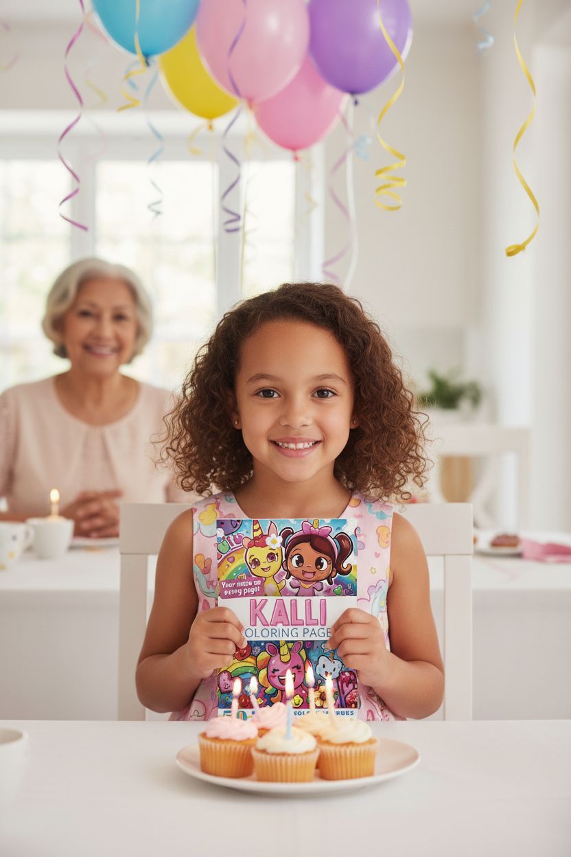 Kalli coloring book in use