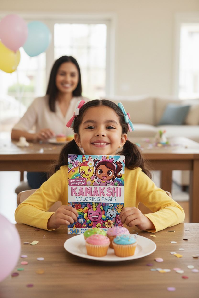 Kamakshi coloring book in use