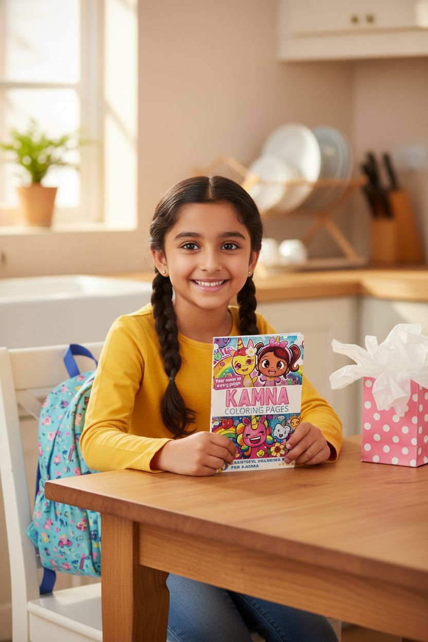 Kamna coloring book in use