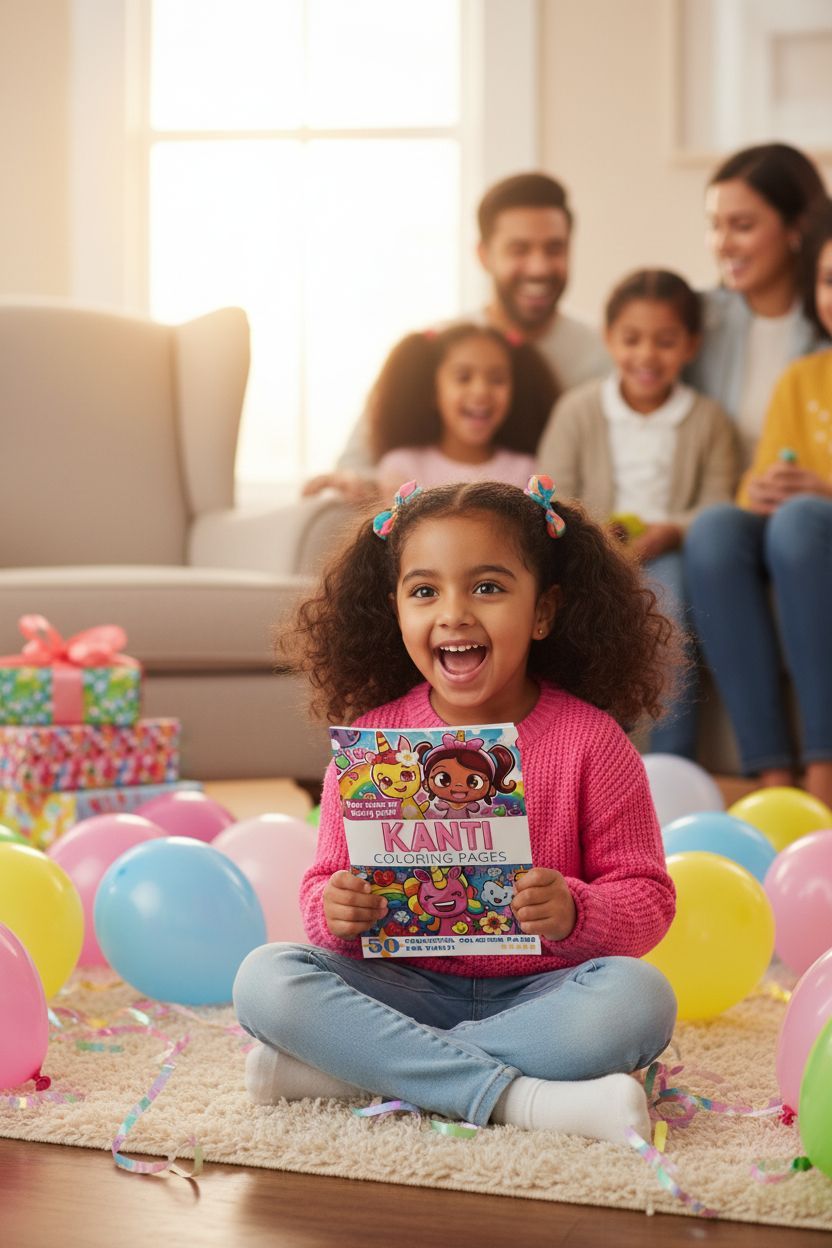 Kanti coloring book in use