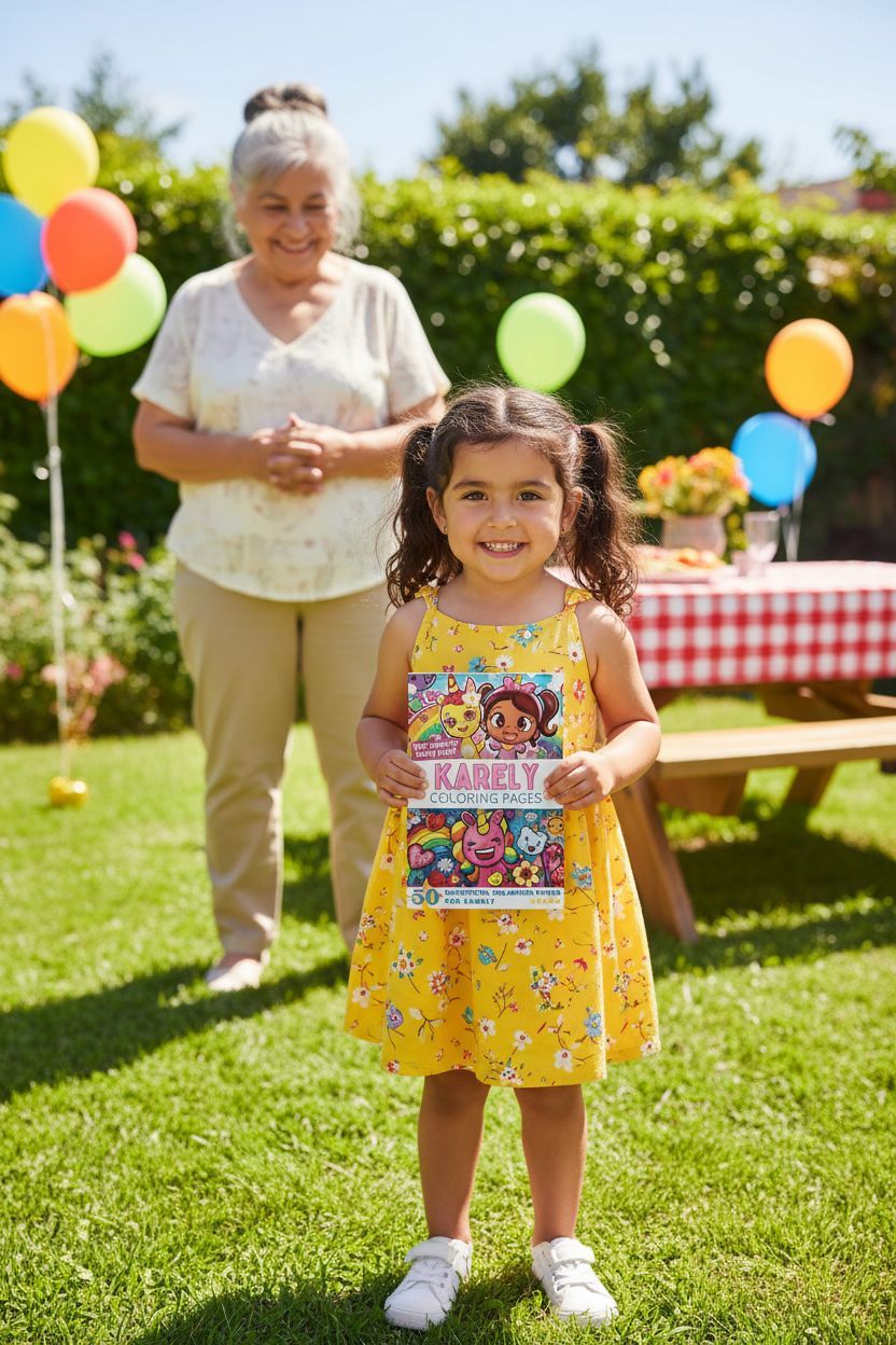 Karely coloring book in use