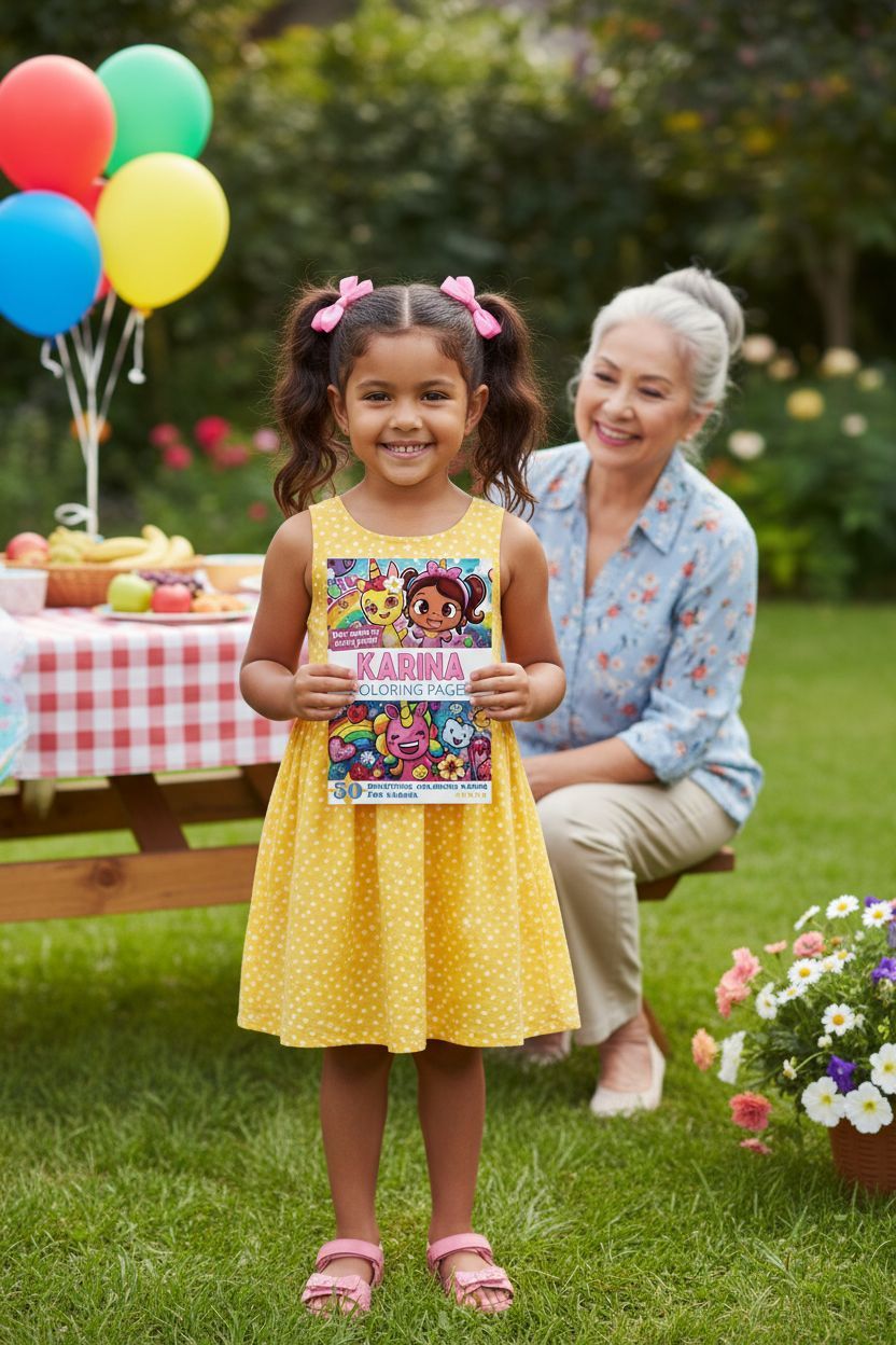 Karina coloring book in use