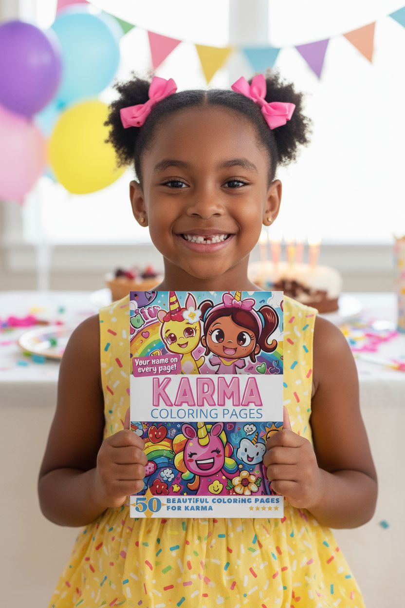 Karma coloring book in use