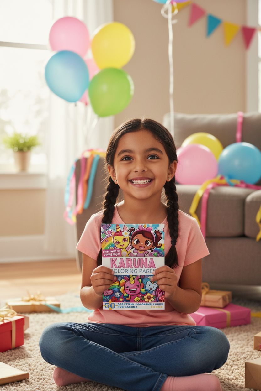 Karuna coloring book in use