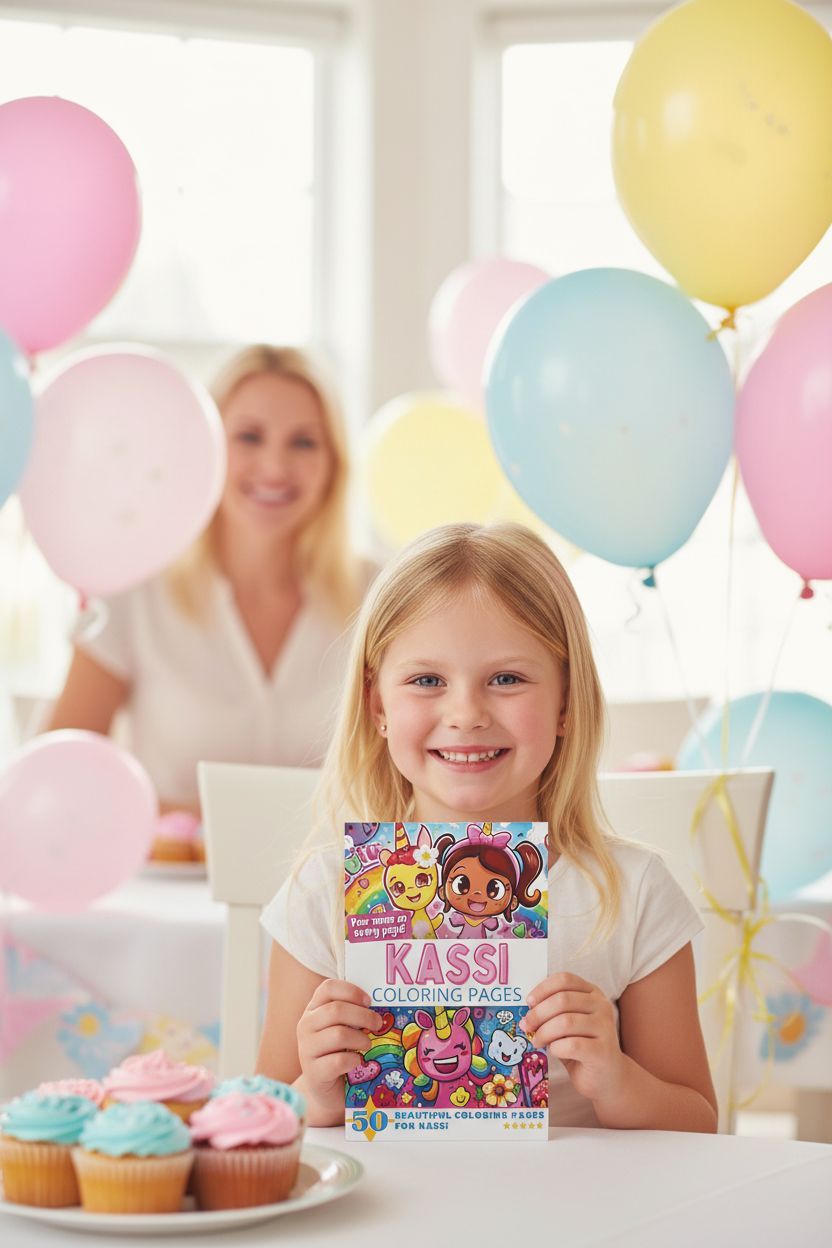 Kassi coloring book in use