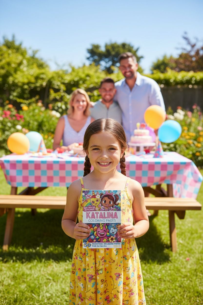 Katalina coloring book in use