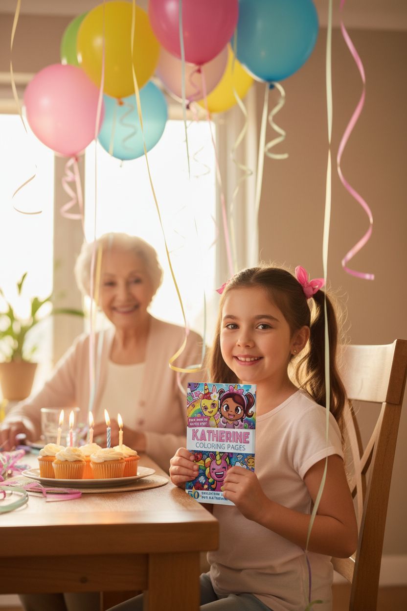 Katherine coloring book in use