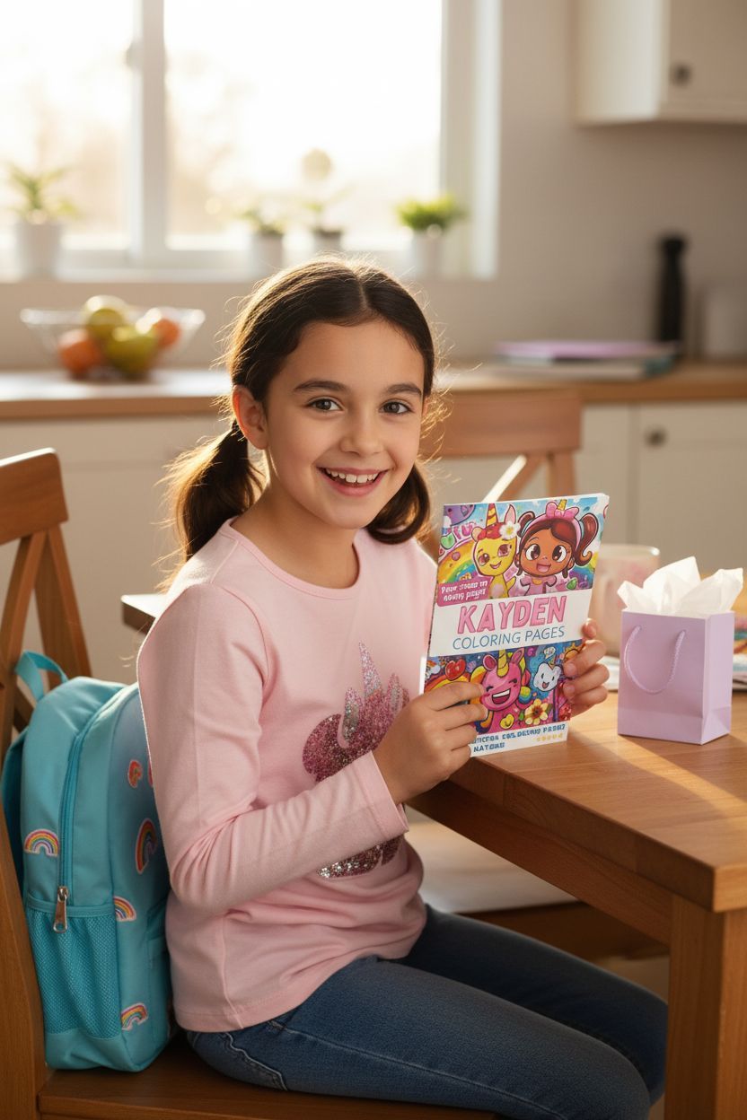 Kayden coloring book in use