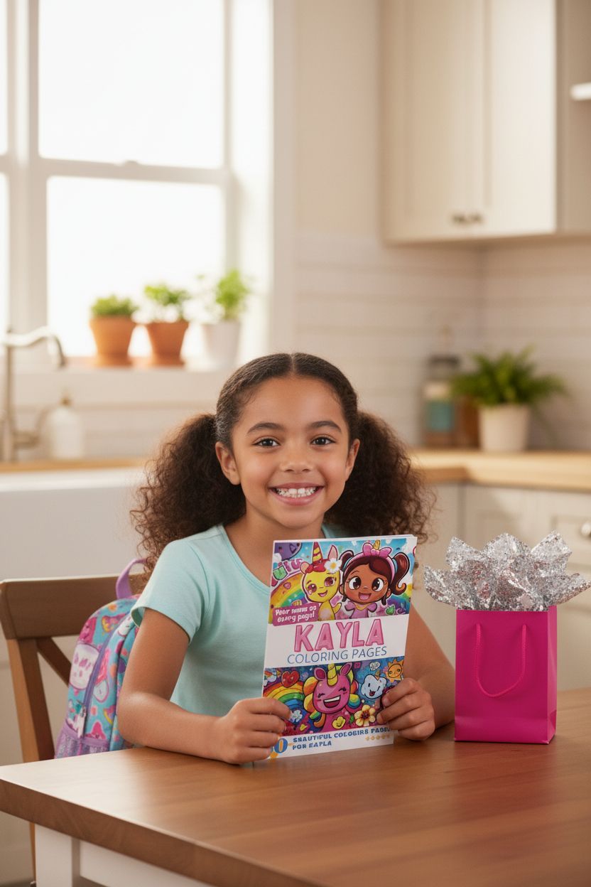 Kayla coloring book in use