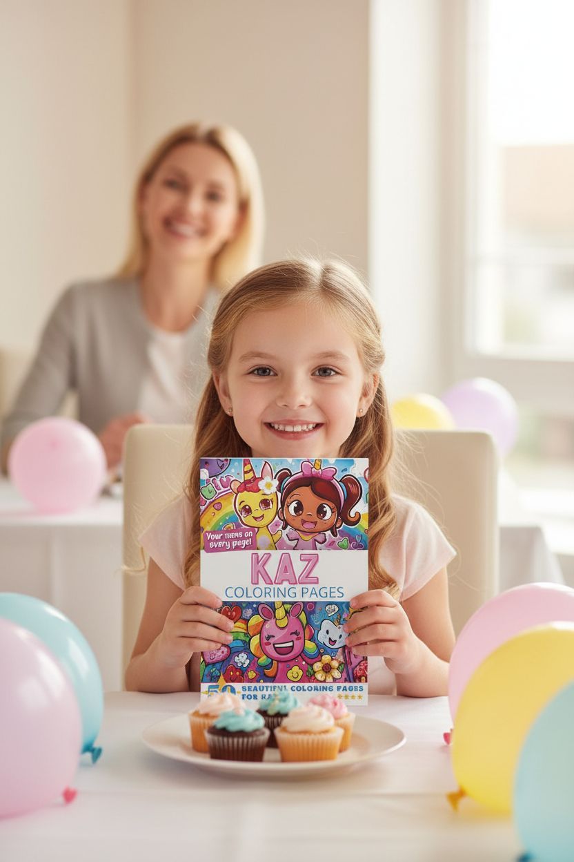 Kaz coloring book in use