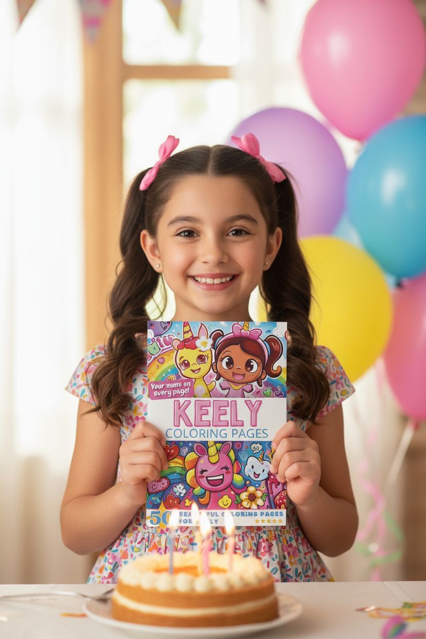 Keely coloring book in use