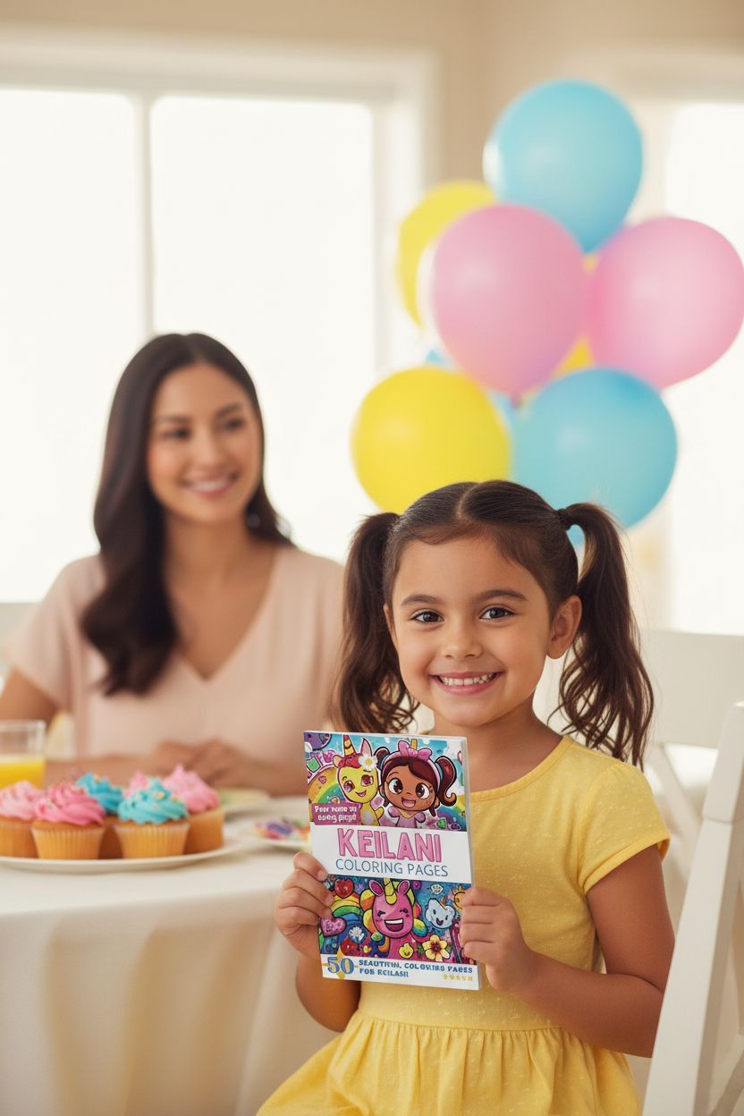 Keilani coloring book in use