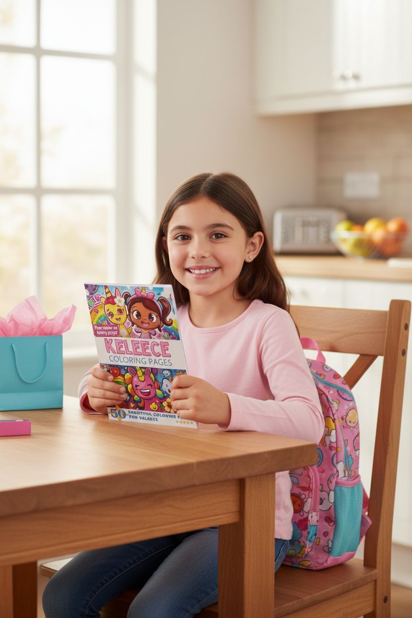 Keleece coloring book in use