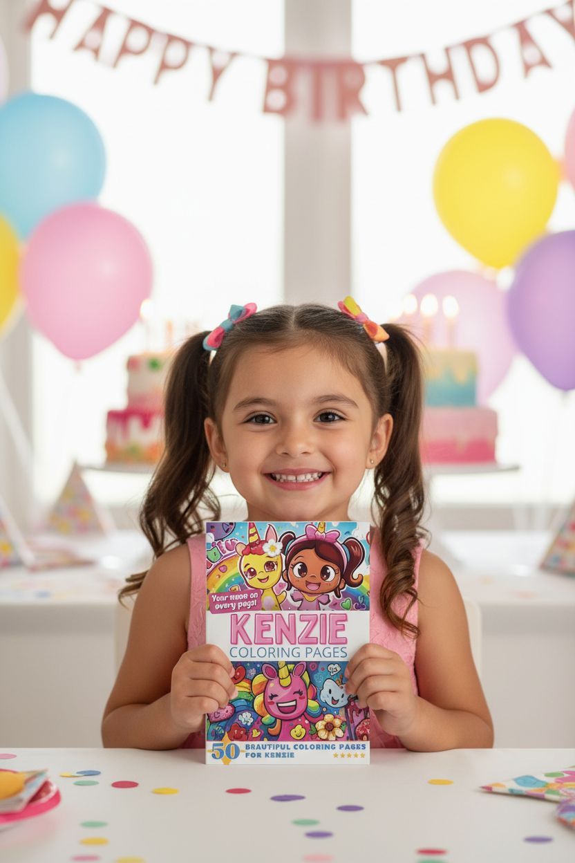 Kenzie coloring book in use