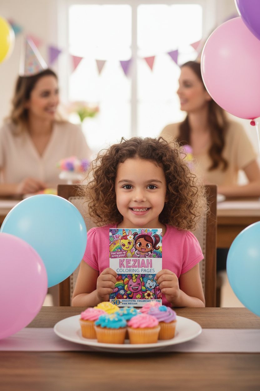 Keziah coloring book in use