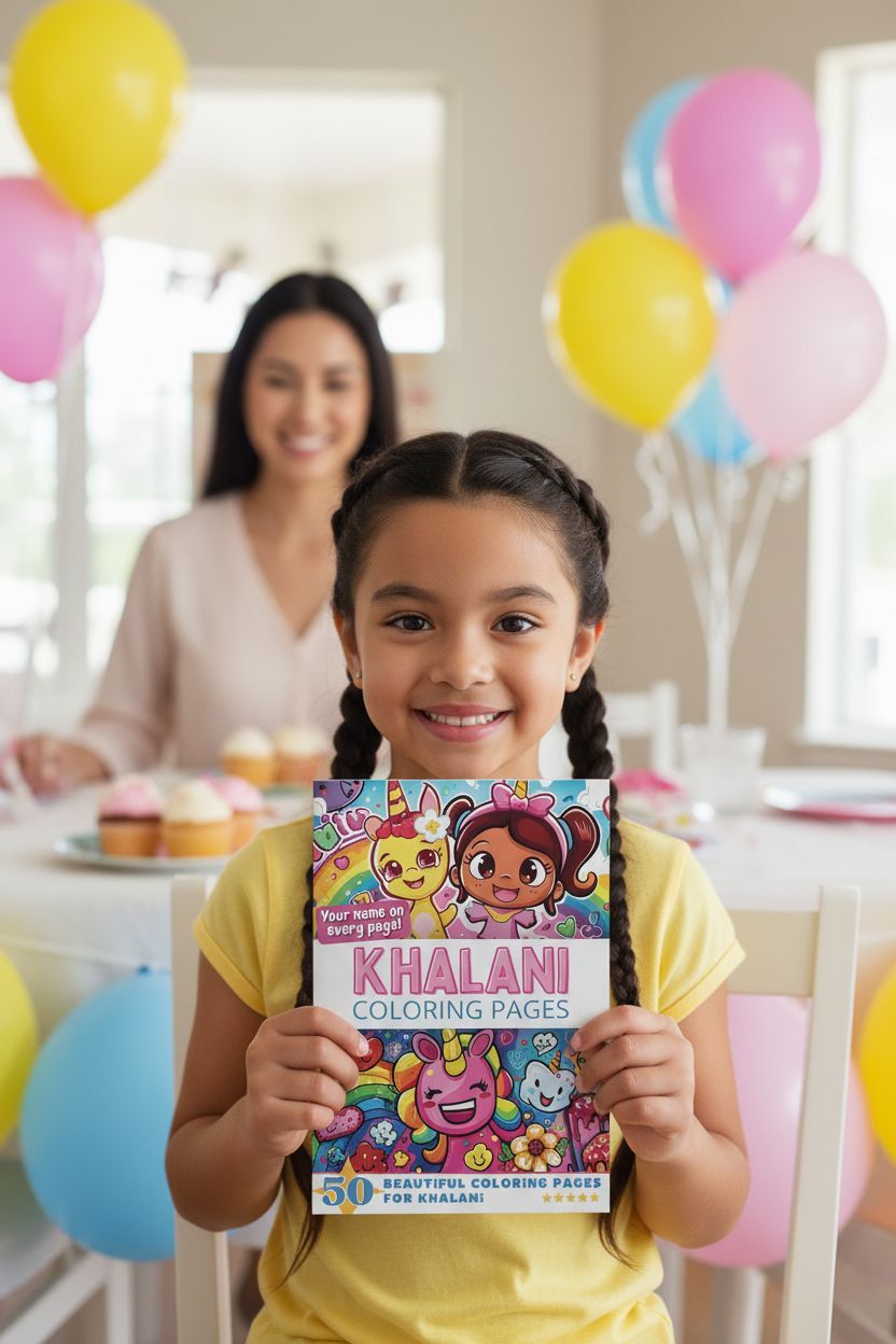 Khalani coloring book in use