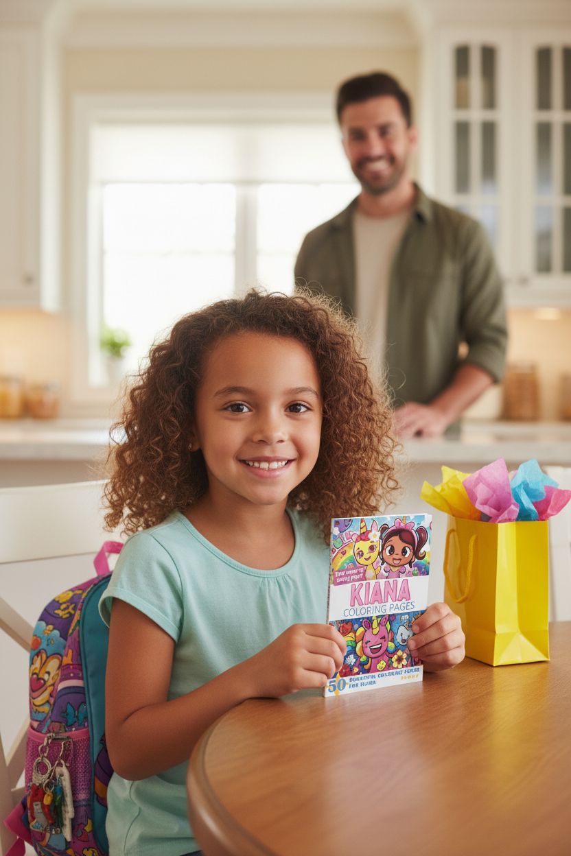 Kiana coloring book in use