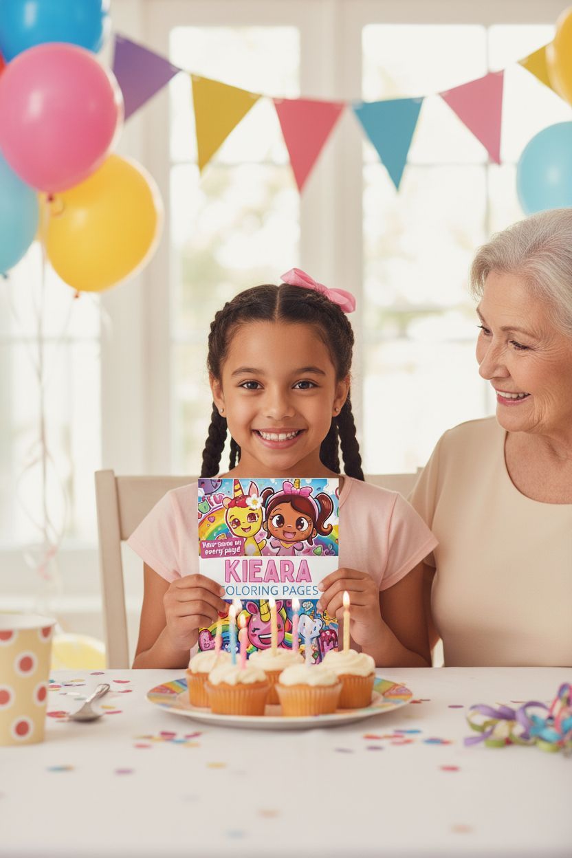 Kieara coloring book in use