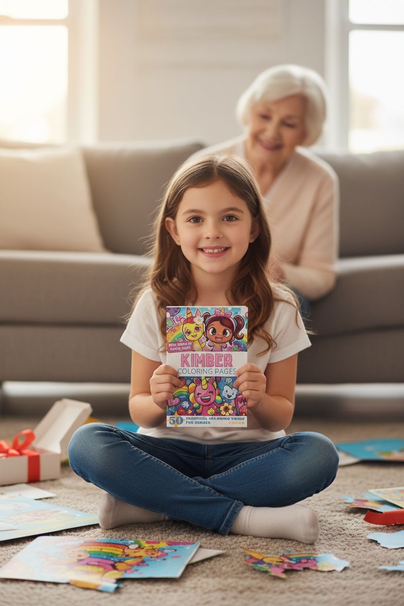 Kimber coloring book in use