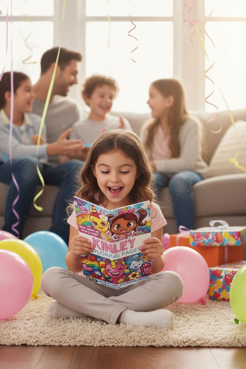 Kinley coloring book in use